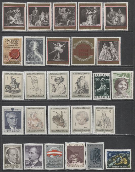 Lot 93 Austria SC#824-859 1968-1970 Commemoratives, 36 VFNH & LH Singles & Souvenir Sheet, Click on Listing to See ALL Pictures, 2017 Scott Cat.$21.7 USD