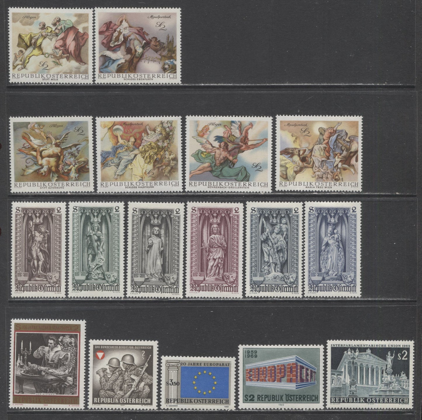 Lot 93 Austria SC#824-859 1968-1970 Commemoratives, 36 VFNH & LH Singles & Souvenir Sheet, Click on Listing to See ALL Pictures, 2017 Scott Cat.$21.7 USD