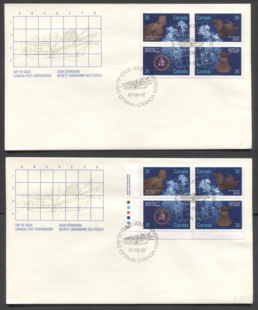 Lot 68 Canada #1138a, 1140a, aa41i, 1144a,aii, 6 Canada Post Official FDC's For the 1987 Canada Day, Ships, and Shipwrecks Issues, LF & DF Envelopes