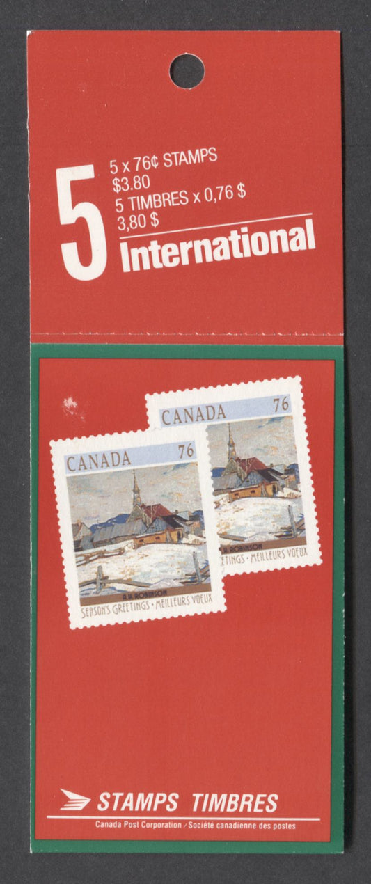 Lot 87 Canada #BK109 76c Multicolored Ste. Agnes, 1989 Christmas Issue, A VFNH Booklet Of 5 On DF/DF Peterborough Paper, With DF Cover