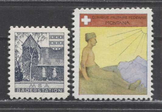 Lot 9 Switzerland SC#Unlisted  1939 - 1945 MSA Baderstation, MSA Cinique Montana, Perf, 2 VFNH Examples, Click on Listing to See ALL Pictures, Estimated Value $5 USD