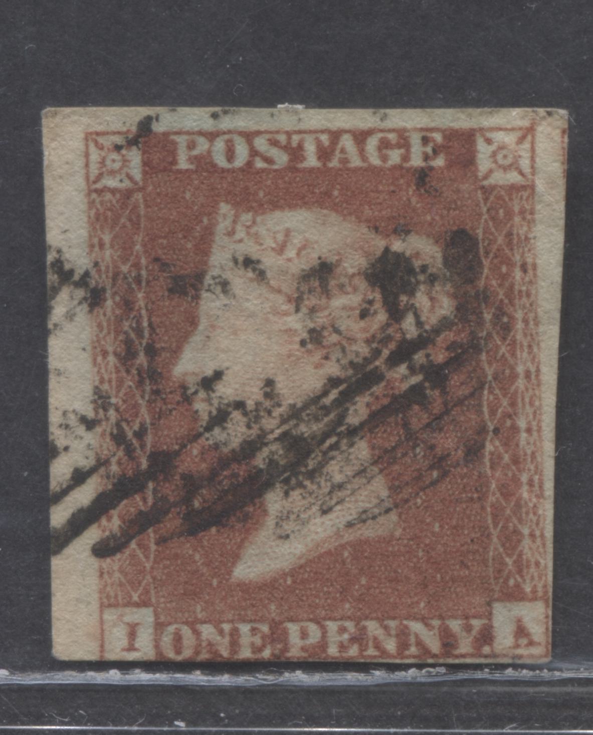 Lot 265 Great Britain SC#3 (SG#BS90) 1c Red Brown 1841-1854 Imperf Penny Reds, Plate 91, 2.5 Margins, Extended Frameline At UR, A Very Good Used Example, Click on Listing to See ALL Pictures, Estimated Value $10