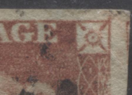 Lot 265 Great Britain SC#3 (SG#BS90) 1c Red Brown 1841-1854 Imperf Penny Reds, Plate 91, 2.5 Margins, Extended Frameline At UR, A Very Good Used Example, Click on Listing to See ALL Pictures, Estimated Value $10