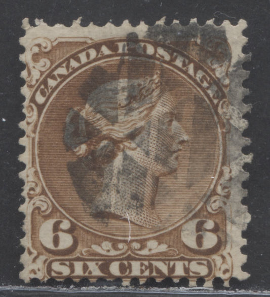 Lot 68 Canada #27a 6c Deep Yellow Brown Queen Victoria, 1868 - 1876 Large Queen Issue, A Very Good Used Single On Duckworth Paper 10, No Plate Dot