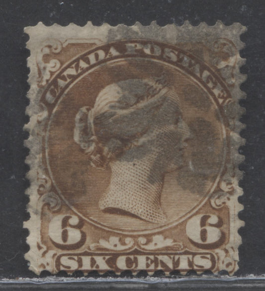 Lot 69 Canada #27a 6c Deep Yellow Brown Queen Victoria, 1868 - 1876 Large Queen Issue, A Very Good Used Single On Duckworth Paper 10, No Plate Dot