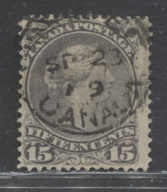 Lot 81 Canada #30 15c Grey Queen Victoria, 1868 - 1876 Large Queen Issue, A Fine Used Single