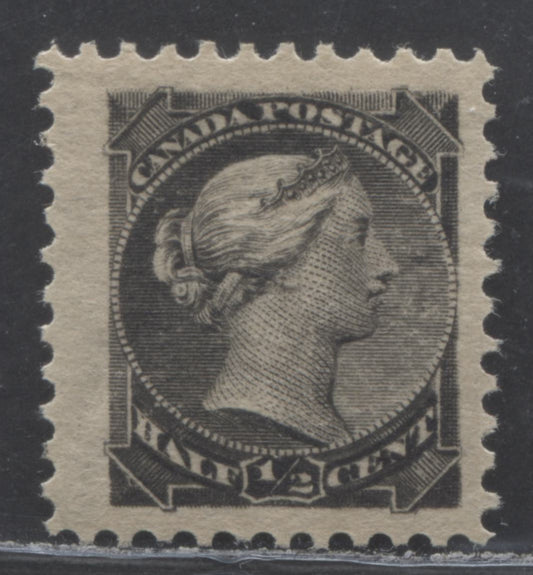 Lot 96 Canada #34i 1/2c Gray Black Queen Victoria, 1870-1893 Small Queens, A VFOG Single On Horizontal Wove Paper, 2nd Ottawa Printing, Perf 12 x 12.1, Minor Re-entry