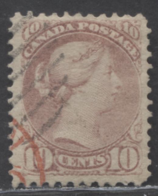 Lot 27 Canada #40c 10c Dull Rose Lilac Queen Victoria, 1888 - 1897 Small Queen Issue, A Very Good Used Single Perf 11.75x12.1, Has Small Tear