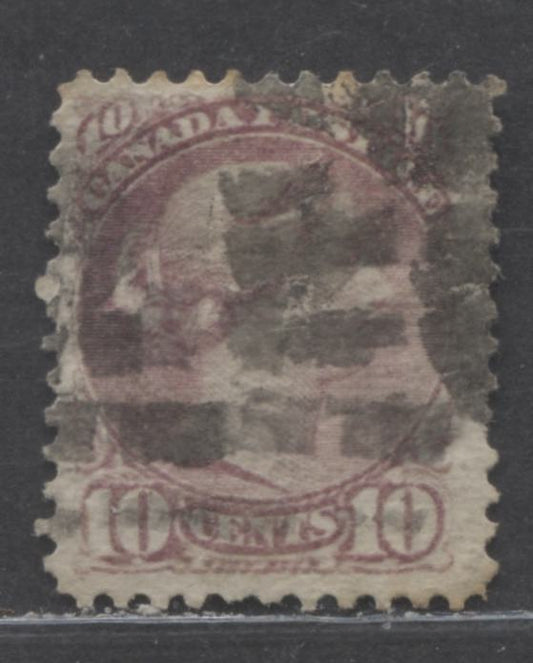 Lot 66 Canada #40 10c Dull Rose Lilac Queen Victoria, 1870 - 1893 Small Queen Issue, A Very Good Used Single Perf 12x12.2