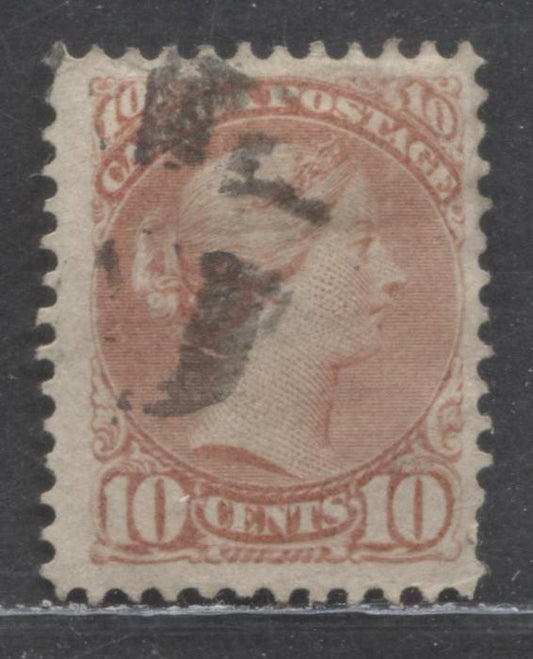 Lot 69 Canada #45b 10c Brownish Rose Pink Queen Victoria, Pre 1893 Small Queen Issue, A Fine Used Single 2nd Ottawa Printing, Perf 12.1x12.2