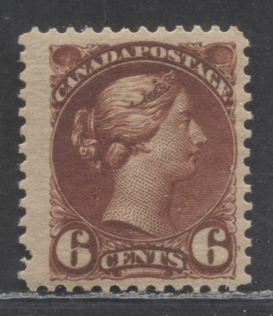 Lot 9 Canada #43 6c Red Brown Queen Victoria, Post 1892 Small Queen Issue, A FNH Single 2nd Ottawa Printing With Extra Punched Perf at LL