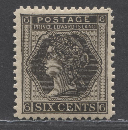 Lot 91 Prince Edward Island #15 6c Black Queen Victoria, 1872 Queen Victoria Cents Issue, A VFOG Single Perf 12.1