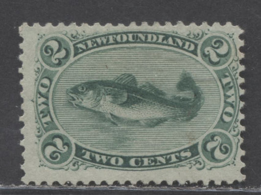 Lot 94 Newfoundland #24 2c Green Codfish, 1865 - 1894 First Cents Issue, A Fine Unused Single