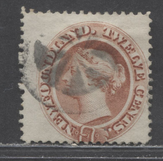 Lot 95 Newfoundland #28 12c Pale Red Brown Queen Victoria, 1865 - 1894 First Cents Issue, A Very Good Used Single