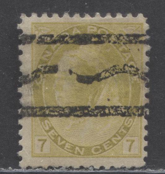 Lot 69 Canada #T81 7c Olive Yellow Queen Victoria, 1898-1902 Numeral Issue, A Fine Used Single Showing Walburn Style T Precancel
