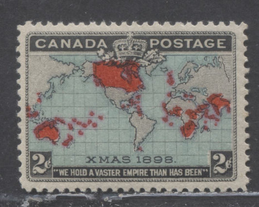 Lot 84 Canada #86b 2c Deep Blue, Black & Carmine Mercator's Projection, 1898 Imperial Penny Postage Issue, A VFOG Single