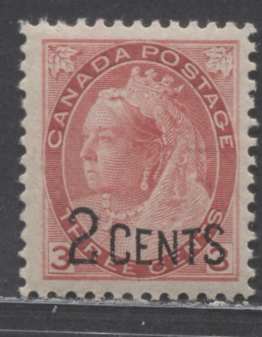 Lot 89 Canada #88 2c on 3c Carmine Queen Victoria, 1899 Provisional Issue, A VFOG Single
