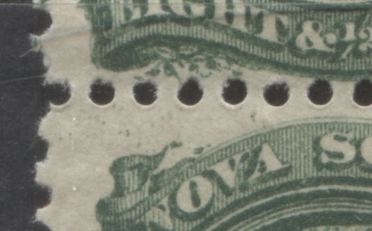 Lot 9 Nova Scotia #11a 8.5c Deep Green Queen Victoria, 1860-1863 Cents Issue, A FNH Lower Inscription Block Of 6 On White Paper