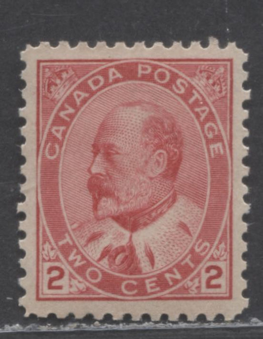 Lot 92 Canada #90 2c Carmine Rose King Edward VII, 1903-1908 King Edward Issue, A VFNH Single, With Aniline Ink