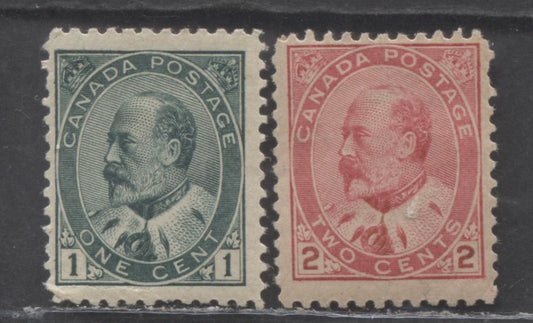 Lot 94 Canada #89, 90i 1c & 2c Deep Green & Rose Carmine King Edward VII, 1903-1908 King Edward Issue, 2 VG/FNH Singles