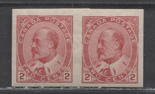 Lot 97 Canada #90A 2c Carmine King Edward VII, 1903-1908 King Edward Issue, A VFNH Imperf Pair