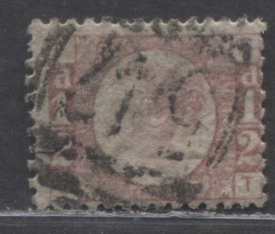 Lot 14 Great Britain SC#58 (SG#49) 1/2d Rose Red 1870 - 1880 Bantam Issue, Plate 12 Printing With #547 Stoke-on-Trent Cancel, A Very Good Used Example, Click on Listing to See ALL Pictures, Estimated Value $7