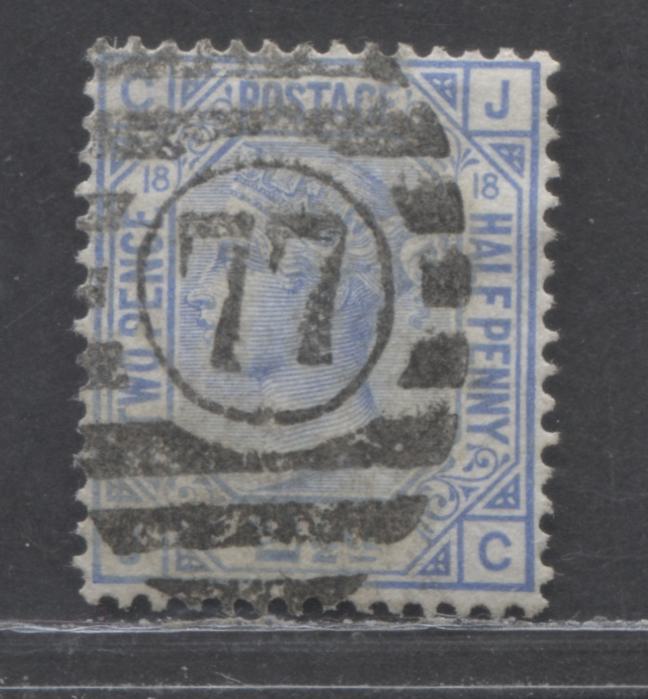 Lot 150 Great Britain SC#68 (SG#142) 2.5d Blue 1873-1880 Large Coloured Letters, Large Colorful Letters, Orb Wmk, Plate 18, #77 London District Cancel, A Fine Used Example, Estimated Value $27