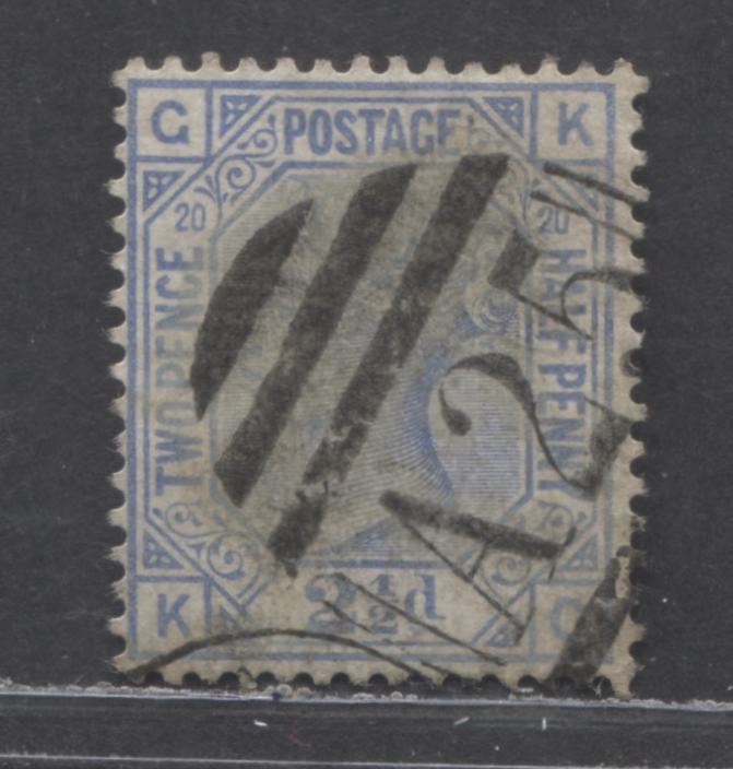 Lot 165 Great Britain SC#68 (SG#142) 2 1/2d Blue 1880 Large Coloured Corner Letters - Surface-Printed Issue, Malta #Z39 Plate 20 Printing,Orb Wmk, A Fine/Very Fine Used Example, Click on Listing to See ALL Pictures, Estimated Value $10