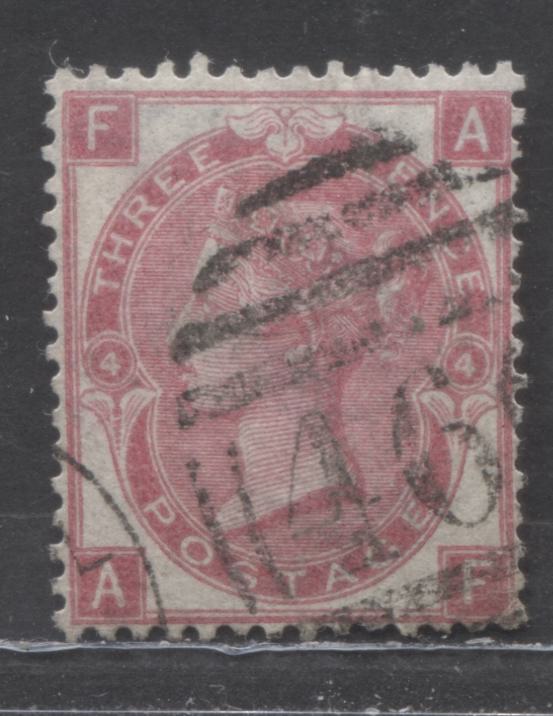 Lot 173 Great Britain SC#49 (SG#103) 3d Rose 1867 - 1880 Large White Corner Letters - Surface-Printed Issue, Plate 4 Printing, Spray Of Rose Wmk, A Very Good Used Example, Click on Listing to See ALL Pictures, Estimated Value $74
