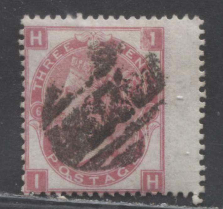 Lot 180 Great Britain SC#49 (SG#103) 3d Rose 1867 - 1880 Large White Corner Letters - Surface-Printed Issue, Plate 6 Printing, Spray Of Rose Wmk, Wing Margin Example, A Very Good Used Example, Click on Listing to See ALL Pictures, Estimated Value $18