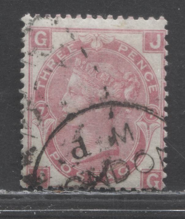 Lot 181 Great Britain SC#49 (SG#103) 3d Rose 1867 - 1880 Large White Corner Letters - Surface-Printed Issue, Plate 7 Printing, Spray Of Rose Wmk, A Very Good - Fine Used Example, Click on Listing to See ALL Pictures, Estimated Value $23