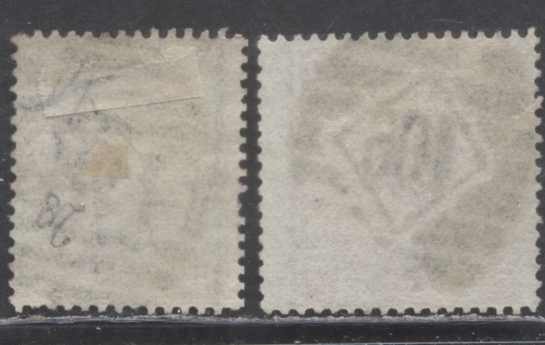 Lot 183 Great Britain SC#49a (SG#103) 3d Deep Rose 1867 - 1880 Large White Corner Letters - Surface-Printed Issue, Plate 7 Printing, Spray Of Rose Wmk, Manchester & London Regional Cancels, 2 Very Good - Fine Used Examples, Estimated Value $66