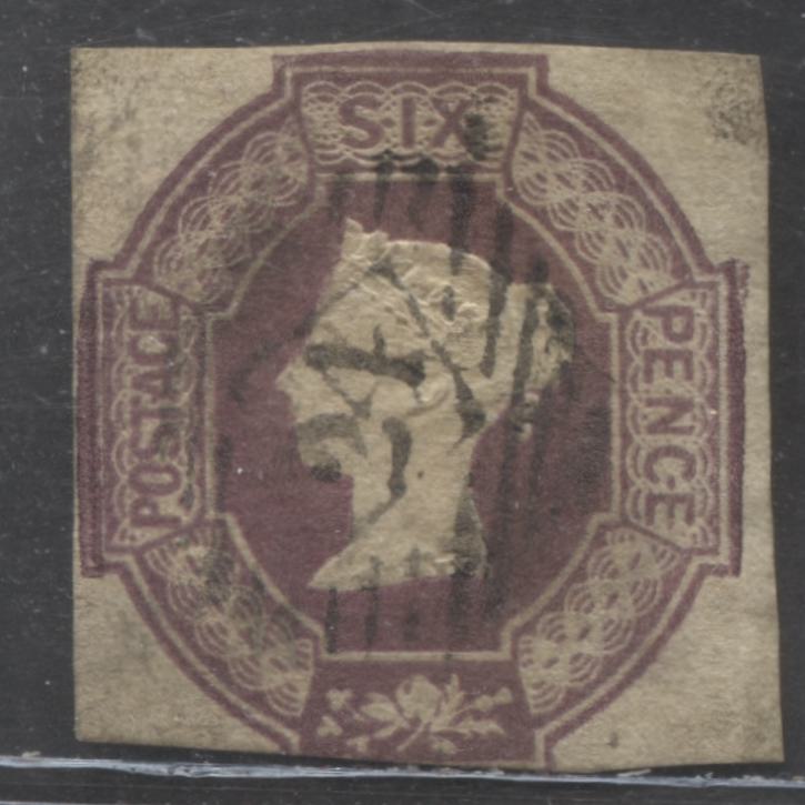 Lot 28 Great Britain SC#7d (SG#60wi) 6d Purple 1847 - 1854 Embossed Issue, Watermark Inverted, A Very Good Used Example, Click on Listing to See ALL Pictures, Estimated Value $250