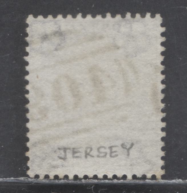 Lot 34 Great Britain SC#27a (SG#69) 6d Deep Lilac 1856 No Corner Letters - Surface Printed Issue, Watermark Rose, Thistle, Shamrock, A Very Fine Used Example, #409 Jersey, Channel Islands Cancel, Estimated Value $140
