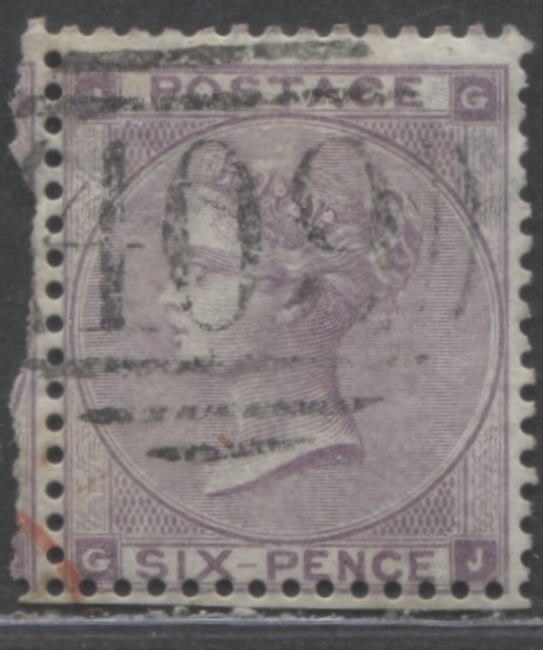 Lot 47 Great Britain SC#39d (SG#85) 6d Lilac 1862 Small White Corner Letters - Surface Printed Issue, With Hairlines, #409 Jersey Channel Cancel, A Fine Used Example, Click on Listing to See ALL Pictures, Estimated Value $125