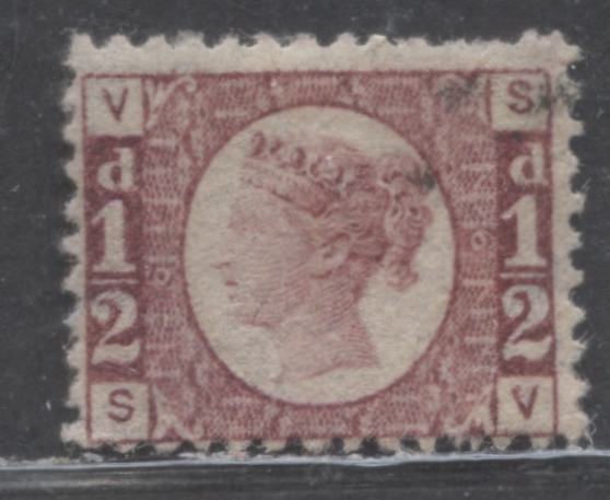 Lot 6 Great Britain SC#58 (SG#48) 1/2d Deep Rose Red 1870 - 1880 Bantam Issue, Plate 6 Printing, A Very Good - Fine Used Example, Click on Listing to See ALL Pictures, Estimated Value $10