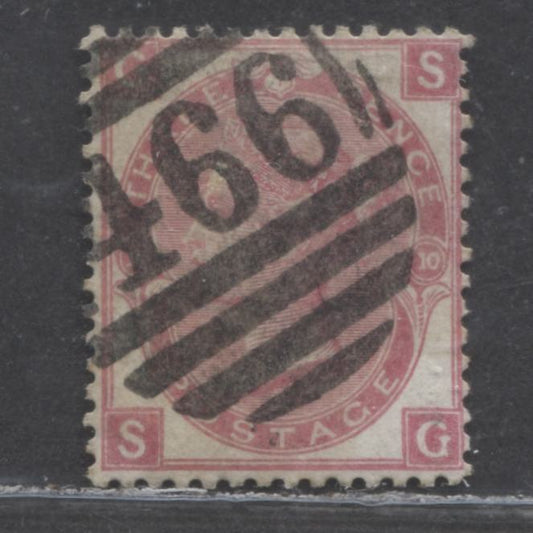 Lot 66 Great Britain SC#49 (SG#103) 3d Rose 1867-1880 Surface Printed Issue, Large White Letters, Plate 10, Spray Of Rose Wmk, #466 Liverpool Cancel, A Very Good/Fine Used Example, Estimated Value $50