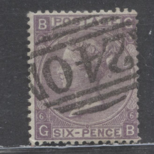 Lot 68 Great Britain SC#50 (SG#105) 6d Deep Lilac 1867-1880 Surface Printed Issue, Large White Letters, Plate 6, Spray Of Rose Wmk, #240 Deal, Kent Cancel, A Very Good/Fine Used Example, Estimated Value $60