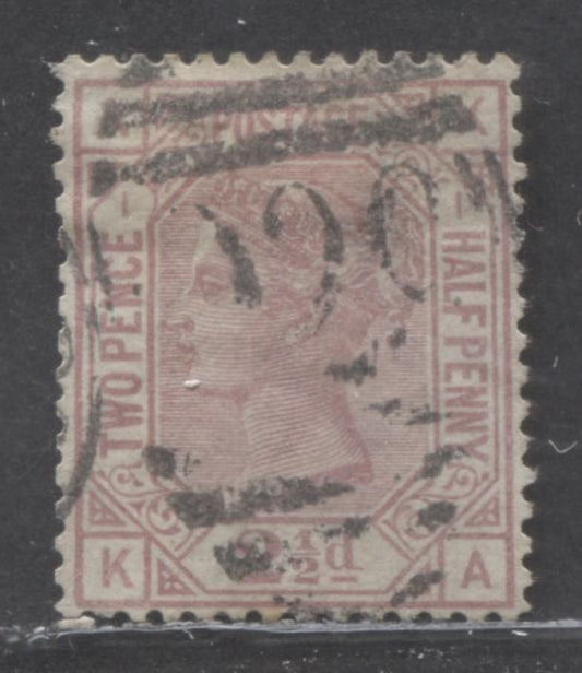Lot 81 Great Britain SC#66 (SG#139) 2.5d Rosy Mauve 1873-1880 Large Coloured Letters, Anchor Wmk, White Paper, Plate 1, A Fine Used Example, Estimated Value $60