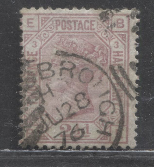 Lot 90 Great Britain SC#67 (SG#141) 2.5d Rosy Mauve 1873-1880 Large Coloured Letters, Large Colorful Letters, Orb Wmk, Plate 1, A Very Good/Fine Used Example, Estimated Value $50