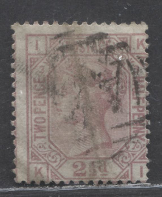 Lot 92 Great Britain SC#67 (SG#141) 2.5d Rosy Mauve 1873-1880 Large Coloured Letters, Large Colorful Letters, Orb Wmk, Plate 3, A3(?) Cancel Used In Jamaica, Unlisted On This Value, A Very Good Used Example, Estimated Value $35