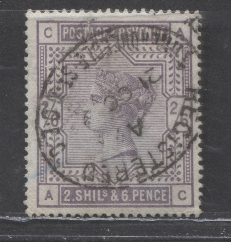 Lot 315 Great Britain SC#96 (SG#179) 2/6d Lilac 1883-1884 Postage & Revenue, Coloured Letters In The Corners , On White Paper, Large Anchor Watermark, A Fine Used Examples,  Estimated Value $100