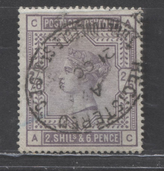 Lot 315 Great Britain SC#96 (SG#179) 2/6d Lilac 1883-1884 Postage & Revenue, Coloured Letters In The Corners , On White Paper, Large Anchor Watermark, A Fine Used Examples,  Estimated Value $100