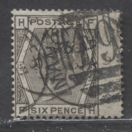 Lot 1 Great Britain SC#62 (SG#147) 6d Grey 1873-1880 Large Coloured Corner Letters, Plate 15, Spray Of Rose Wmk, #498 Manchester Cancel, A Very Good Used Example, Click on Listing to See ALL Pictures, Estimated Value $23