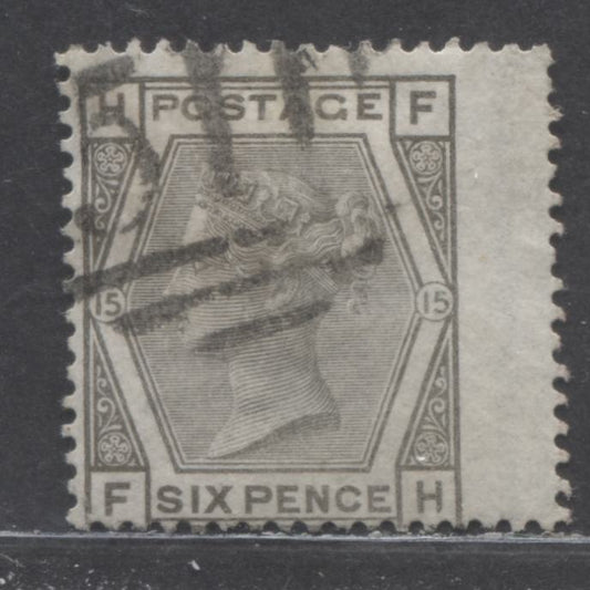 Great Britain SC#62 (SG#147) 6d Grey 1873-1880 Large Coloured Corner Letters, Plate 15 Printing, Spray Of Rose Wmk, A Fine Used Example, Click on Listing to See ALL Pictures, Estimated Value $45