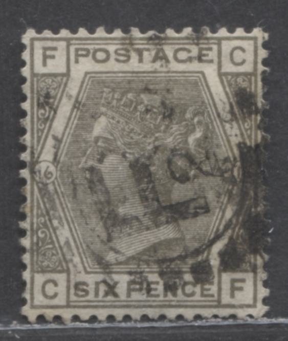 Lot 3 Great Britain SC#62 (SG#147) 6d Grey 1873-1880 Large Coloured Corner Letters, Plate 16 Printing, Spray Of Rose Wmk, Well Centered, A Very Fine Used Example, Click on Listing to See ALL Pictures, Estimated Value $150