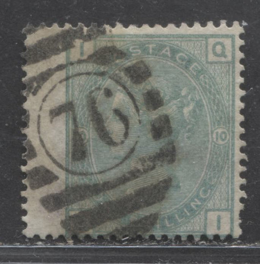 Lot 5 Great Britain SC#64 (SG#150) 1/- Sea Green 1873-1880 Large Coloured Corner Letters, Plate 10 Printing, Spray Of Rose Wmk,#76 London District Cancel, A Very Good Used Example, Estimated Value $50