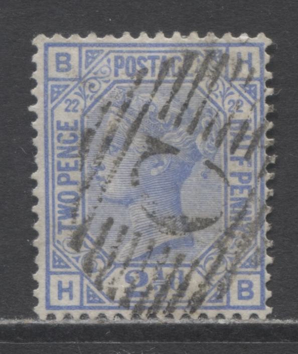 Great Britain SC#82 (SG#157) 2 1/2d Blue 1880-1883 Large Coloured Corner Letters, British Levant Z83, Plate 22 Printing, Imperial Crown Wmk, Constantinpole Cancel, A Very Fine Used Example, Estimated Value $10