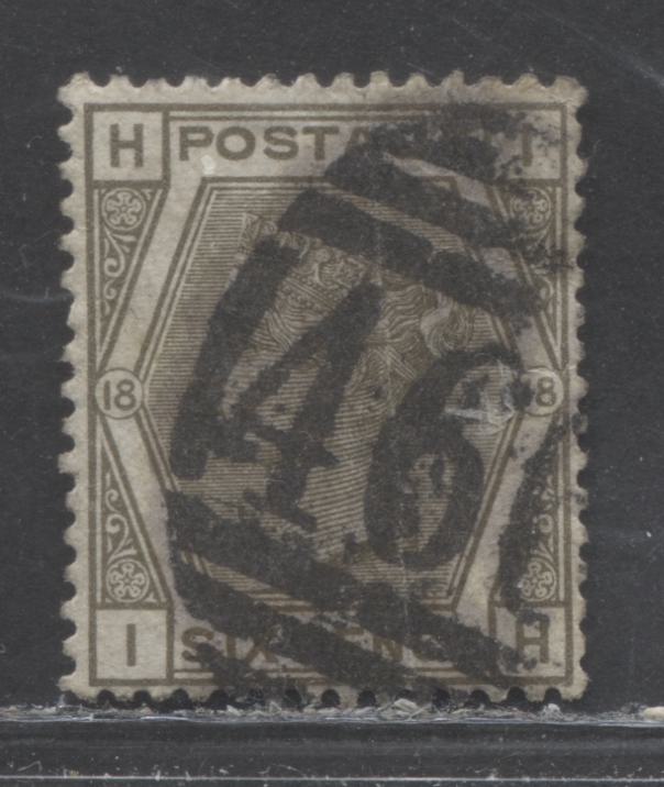 Lot 4 Great Britain SC#86 (SG#161) 6d Grey 1880-1883 Large Coloured Corner Letters, Plate 18 Printing, Imperial Crown Wmk, A Fair Example, Click on Listing to See ALL Pictures, Estimated Value $5