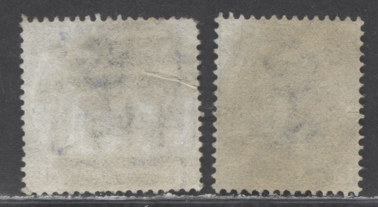 Lot 9 Great Britain SC#62 (SG#147) 6d Grey 1873-1880 Large Coloured Corner Letters, Plate 14 Printing, Spray Of Rose Wmk, NPD cancel & #447 Leeds Yorkshire, 2 Very Good Used Examples, Estimated Value $45
